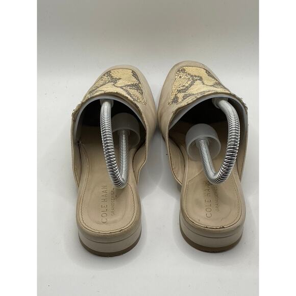 COLE HAAN Women’s Beige Leather Snake-Skin Embossed Slip-On Mule Shoes SZ 6.5 - Picture 5 of 9